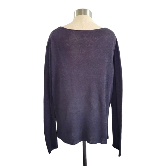 Club Monaco Lightweight 100% Linen Boat Neck Pullover Sweater Size M Purple Gray - Picture 5 of 10
